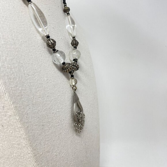 Handcrafted Boho‎ Beaded Necklace Wire-Wrapped Pendant Glass Beads - Picture 5 of 11